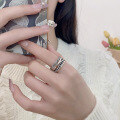 wholesale S925 Sterling Silver Heavy Work Geometric Twisted Ring Adjustable Index Finger Ring Live Stream Supply-0-0