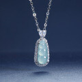 S925 Silver Inlaid High-Grade Natural A Jadeite Bean Pendant-0-1