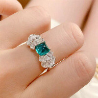 wholesale 925 Silver Gold-Plated Zhuzhufan Jewelry Ring for Women,Ins-R279 Emerald No. 6