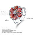 wholesale S925 Sterling Silver Natural Red Garnet Ring, Light Luxury Design with Colored Gemstone-0-4