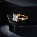 wholesale 18k Gold Plated S925 Silver New Ins Style 7mm Tower Cut Moissanite Bezel Set Square Ring for Women-0-2