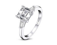 Sterling Silver S925 Classic Ladies' Shimmering Zirconia Proposal Ring, Final Sale.-Style C [Clearance Sale with Free Shipping]  US Size 9