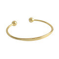 wholesale S925 Sterling Silver Korean Style Minimalist Versatile Gold-Plated Bangle Simple Fashion Geometric Sphere Smooth Bracelet for Women-0-4