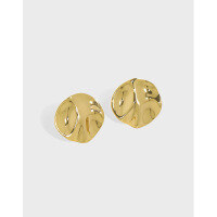 wholesale S925 Sterling Silver 550 Korean Version Ins Small Brand Design Geometric Irregular Concave-Convex Surface Textured Stud Earrings for Women-Silver [with sterling silver ear plugs]  925 silver