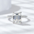 wholesale 925 Silver 4 Carat 8*10 Emerald Cut Full Moissanite Ring for TikTok Cross-Border Foreign Trade Hot Sellers-0-1