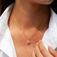 14K Gold Plated 925 Silver 1ct Six-Prong Pendant Moissanite Necklace for Cross-Border Supply-1CT set with moissanite  925 silver