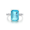 wholesale Metal material first, 7-carat emerald-cut ring 10*14 synthetic Paraiba simple women's ring factory direct supply by Shipei Jewelry-0-5