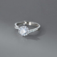 wholesale 925 Sterling Silver Sweet Four-Prong Snowflake Sun Ring Ins Style Exquisite Diamond-Accented Twisted Ring R02918-S925 silver ring 8mm Adjustable opening