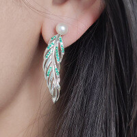 wholesale 925 Sterling Silver Inlaid with Freshwater Pearls。-Platinum sterling silver earrings 925 silver