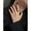 wholesale S925 Sterling Silver Minimalist Versatile Ellipse Smooth Textured Open Adjustable Ring for Women, Korean Version INS Niche Design-0-2