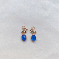 wholesale S925 silver oval white crystal elegant earrings for women, Japanese retro style, factory direct-Blue Chalcedony Earrings>925 Silver