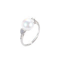 wholesale S925 Sterling Silver 6A Grade High-Luster Natural Freshwater Pearl Ring with Micro-Paved Zirconia Minimalist Style Wholesale-0-4