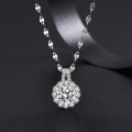 wholesale S925 Sterling Silver Super Sparkling One Carat Star Shining Zircon Sunflower Necklace for Women, Elegant and High-End Design Sense Luxury-0-0