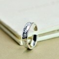 wholesale 925 Sterling Silver Chinese Style Text Wish Blessing Auspicious Words Ring for Women, Vintage Peace and Joy Artistic Adjustable Finger Ring for Men-0-3