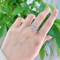 wholesale S925 Sterling Silver New Simulated High Carbon Diamond Luxury Halo Vintage 8*10mm Rectangular Ring-0-3