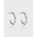 wholesale S925 Sterling Silver Korean Version Ins Minimalist Niche Design Versatile C-Shaped Inlaid Zircon Texture Earrings for Women-0-0