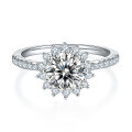 wholesale S925 Sterling Silver New Sunflower Natural Style with GRA Certificate 1 Carat Moissanite Ring-0-6