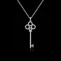 S925 Sterling Silver Key Lock Necklace, Women's Korean Style Luxury Fashion Pendant Chain-0-5