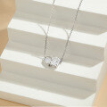 wholesale 925 Sterling Silver 6*8mm Oval 2-Carat Zircon Double Ring Necklace, Minimalist and Luxurious Feel, Niche-0-3