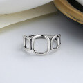 wholesale S925 Sterling Silver Retro Korean Geometric Hollow-out Ring, Versatile Minimalist New Index Finger Ring for Women-0-1