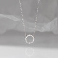 wholesale S925 Sterling Silver Fresh and Sweet Ins Style Niche Design Personalized Minimalist Diamond-Encrusted Circle Necklace Y01852-0-2