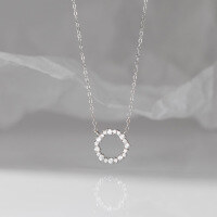 wholesale S925 Sterling Silver Fresh and Sweet Ins Style Niche Design Personalized Minimalist Diamond-Encrusted Circle Necklace Y01852-S925 silver necklace silver 925 silver