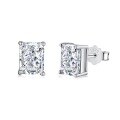 wholesale S925 Sterling Silver European and American Iced Flower Cut Square Zircon Necklace Earrings Ring Set for Women, 8A, Versatile and High-End Style-0-5