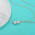 wholesale 925 Sterling Silver Four-Leaf Clover Moissanite Necklace Sweet and Light Luxury Minimalist Style Collarbone Chain for Women Gift for Girlfriend-0-1