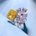wholesale S925 Sterling Silver New Style Imported High Carbon Diamond 6*8 Radiant Cut Yellow Diamond Ring for Women,Ins-0-2