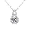 wholesale 925 Silver Moissanite Necklace for Women, Versatile and Trendy, Unique Design, Luxury-inspired Gourd Pendant with High Carbon Diamond, Collarbone Chain-0-4