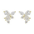 wholesale 9K Gold Japanese Fresh Academic Style Floral Zircon Stud Earrings-0-4