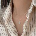 wholesale S925 Sterling Silver Moonstone Oval Necklace for Women, Korean Summer New Arrival, Minimalist and Luxurious Collarbone Chain-0-4