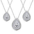 wholesale 925 Sterling Silver European and American Luxury Full Moissanite Necklace, Light Luxury High-End Sense Teardrop Pendant D Color Clavicle Chain Wholesale-0-4