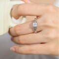 wholesale S925 Sterling Silver Wholesale Hot-selling Princess Cut 1/2 Carat Colored Moissanite Ring for Cross-border Trade-0-3