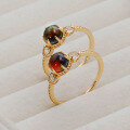 wholesale S925 Sterling Silver Japanese-style White Crystal + Iridescent Stone Ring-0-3