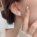 wholesale S925 Sterling Silver Small Flower Swarovski Pearl Ear Studs for Women, New Trendy and Unique High-End Elegant Ear Accessories-0-0