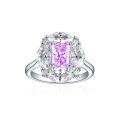 wholesale S925 Sterling Silver 15ct Princess-Cut Diamond Wedding Ring with Ice Flower Cut, Luxurious and High-End 6*8 Colored Gemstone High-Carbon Diamond Women's Ring-0-7