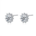 S925 Silver Sunflower Earrings with Moissanite, Simple Bridal Gifts-0-3