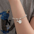 wholesale S925 Sterling Silver Persistent Round Bead Queen Charm Bracelet for Women, Korean New Style, Xiaohongshu Viral, Minimalist Design Jewelry-0-2