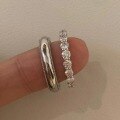 wholesale S925 Sterling Silver Minimalist Versatile Romantic Couple's Proposal Stackable Ring Full Circle Row of Diamonds Ring for Men and Women with Diamond Accents-0-2