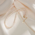 wholesale 14K Gold Plated, S925 Sterling Silver, 6-7mm Freshwater Pearl Necklace, Fashion Adjustable Collarbone Chain-0-2