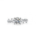 925 Silver Moissanite Ring Women's Cross Vine Branch Inlaid-0-1