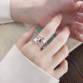 wholesale S925 Sterling Silver Korean Style Multi-layer Geometric Heart Trendy Adjustable Open Ring Ins Versatile Index Finger Ring-0-0