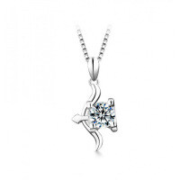 925 Silver Zodiac Pendant with 1-Carat Moissanite Necklace for Women-Sagittarius + Box Necklace  1 Carat (Eight Hearts and Eight Arrows Zirconia)