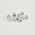 wholesale Sterling silver retro number cube beads Thai silver bracelet spacer beads DIY hand-strung bead braided rope accessories-0-0