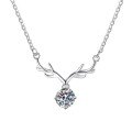 Sterling Silver Moissanite 1ct Pendant Necklace with Antler Design-0-3