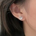 wholesale S999 Silver Korean Style Classic Stone-Studded Heart Earrings for Women, Minimalist and Versatile Ear Accessories with a Premium Feel-0-4