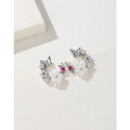 wholesale 925 Sterling Silver Flower Earrings for Women, Light Luxury Niche Design with Zircon, Shell, Butterfly Stud Earrings, High-End Sense and Elegant Ear Accessories-0-0
