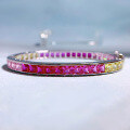 wholesale S925 Silver Full Diamond Bracelet with Borderless Inlaid Colorful Diamonds in Rainbow Candy Colors, a European and American Fashion New Product by Mu Jing Jewelry-0-3