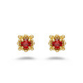 wholesale S925 gold-plated silver Japanese minimalist versatile lab-grown ruby stud earrings delicate mini earring set-0-4